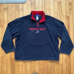Reebok Buffalo Bills NFL Fleece Pullover 1/4 Zip Men's XXL Navy Red